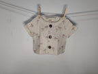 Camisa Infantil de Algodón Orgánico Blanco Roto - Manga Corta Palmeras