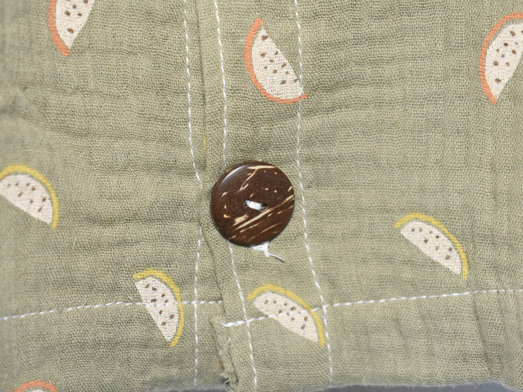 Camisa Infantil de Algodón Orgánico Verde - Manga Corta Sandia