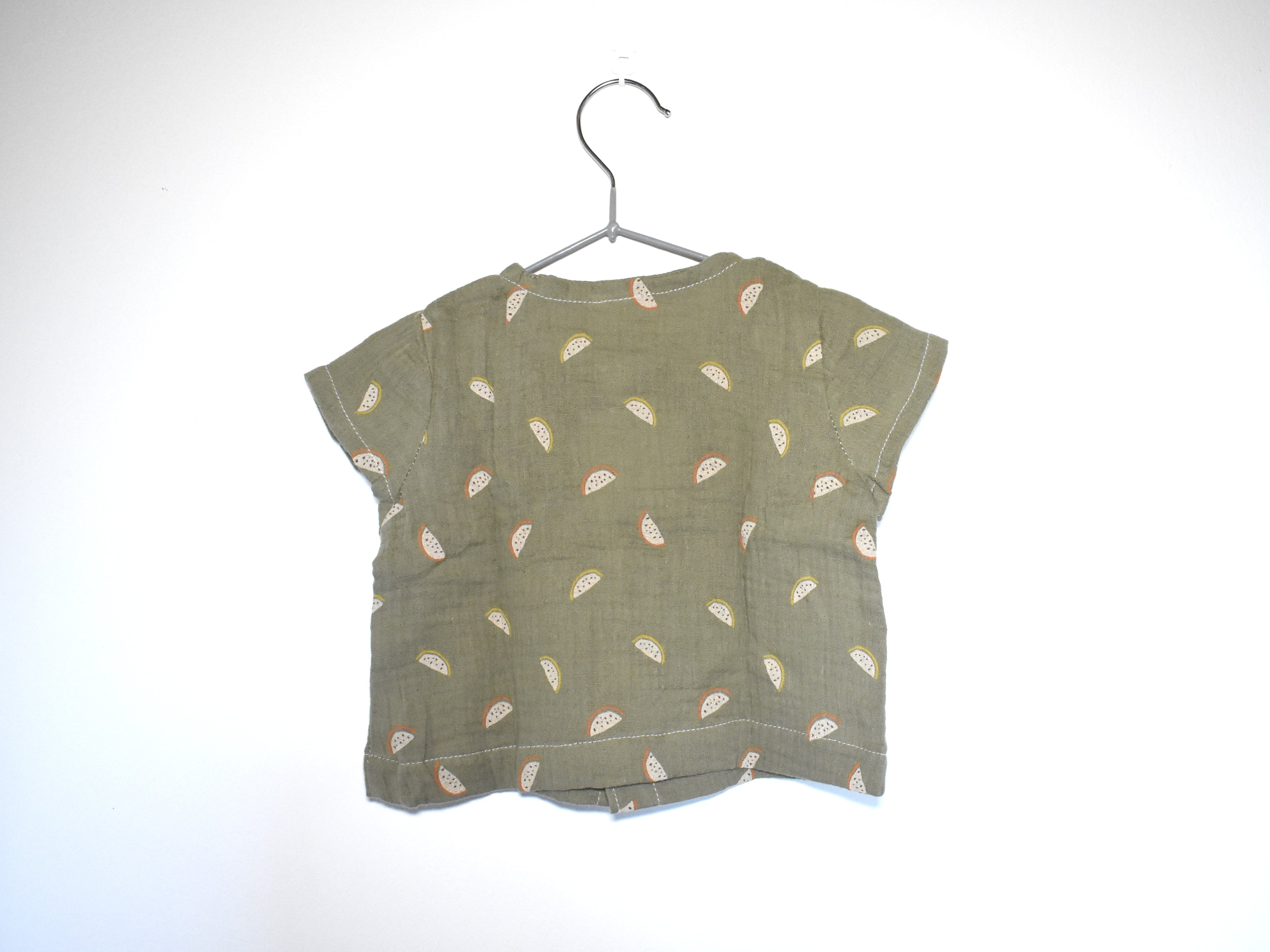 Camisa Infantil de Algodón Orgánico Verde - Manga Corta Sandia