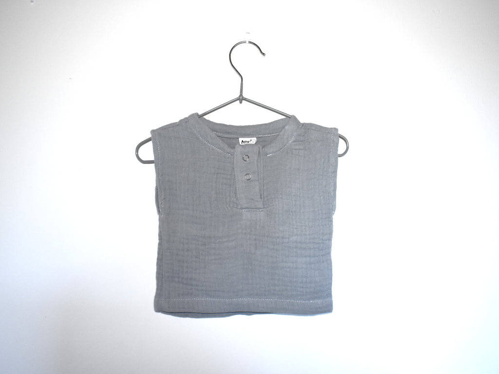 Camiseta Infantil de Algodón Orgánico Azul Grisaceo - Manga Corta