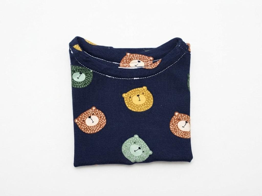Camiseta  Infantil de Algodón Orgánico Azul - Manga Corta de Osos