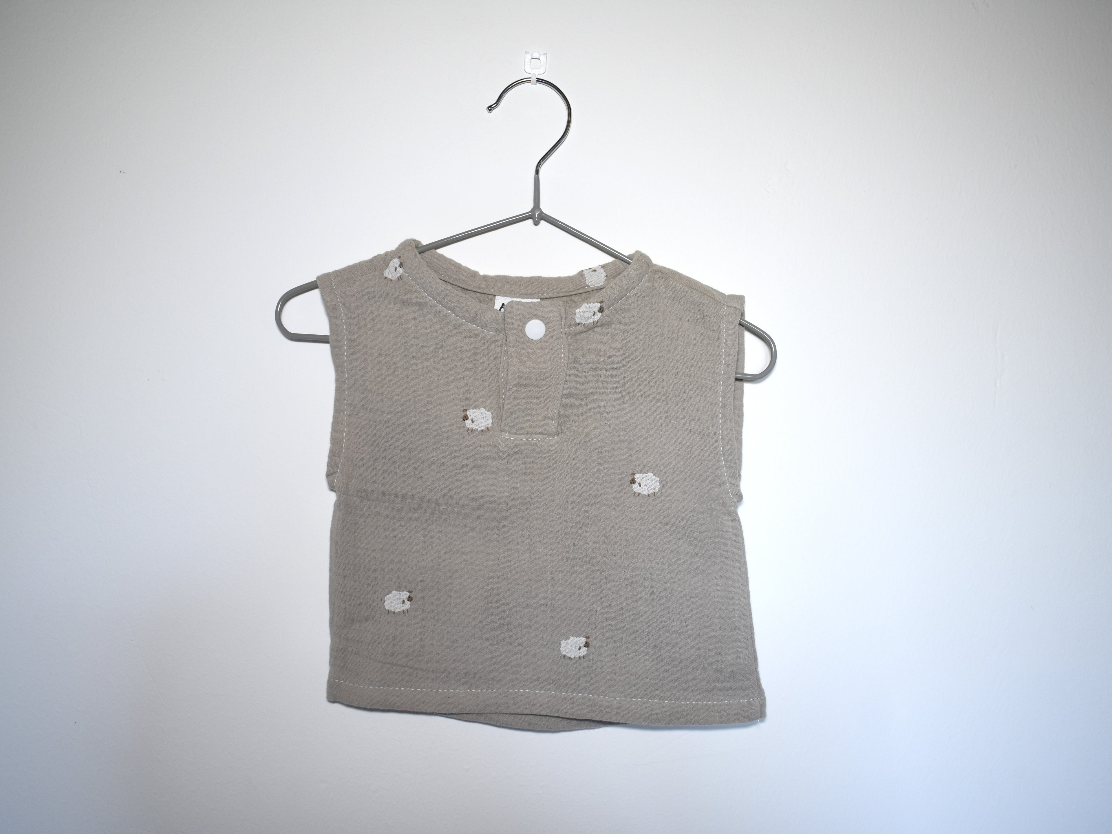 Camiseta  Infantil de Algodón Orgánico Marron - Manga Corta de Ovejas