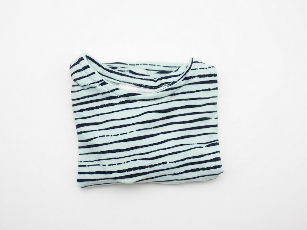 Camiseta  Infantil de Algodón Orgánico Azul - Manga Larga de Rayas
