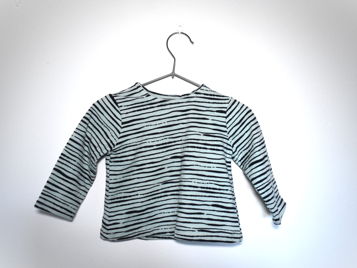 Camiseta  Infantil de Algodón Orgánico Azul - Manga Larga de Rayas