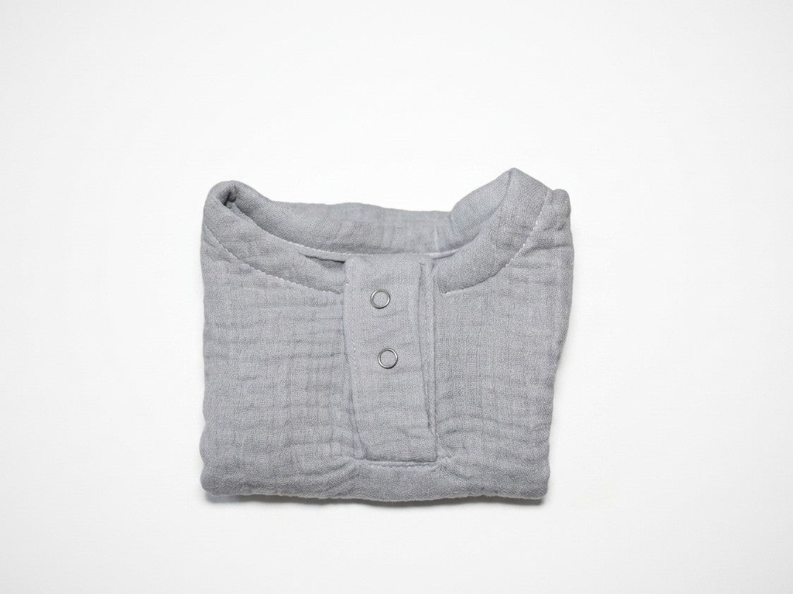 Camiseta Infantil de Algodón Orgánico Azul Grisaceo - Manga Corta