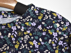 Camiseta Infantil de Algodón Orgánico Azul - Manga Larga de Flores