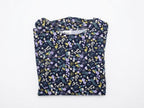 Camiseta Infantil de Algodón Orgánico Azul - Manga Larga de Flores