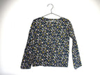 Camiseta Infantil de Algodón Orgánico Azul - Manga Larga de Flores
