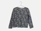 Camiseta Infantil de Algodón Orgánico Azul - Manga Larga de Flores