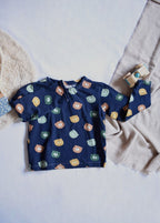Camiseta Infantil de Algodón Orgánico Azul - Manga Larga de Osos