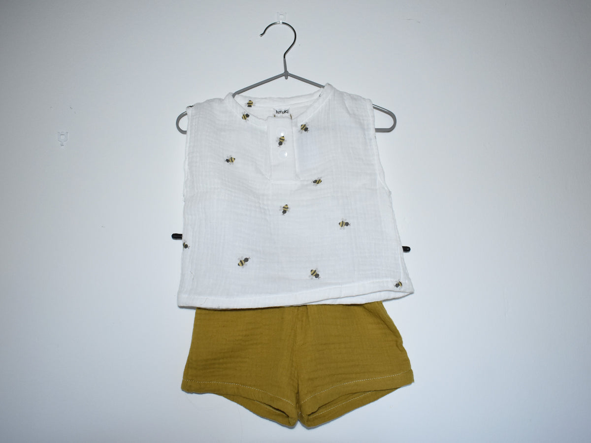 Pantalones Cortos  Infantil de Algodón Orgánico Amarillo