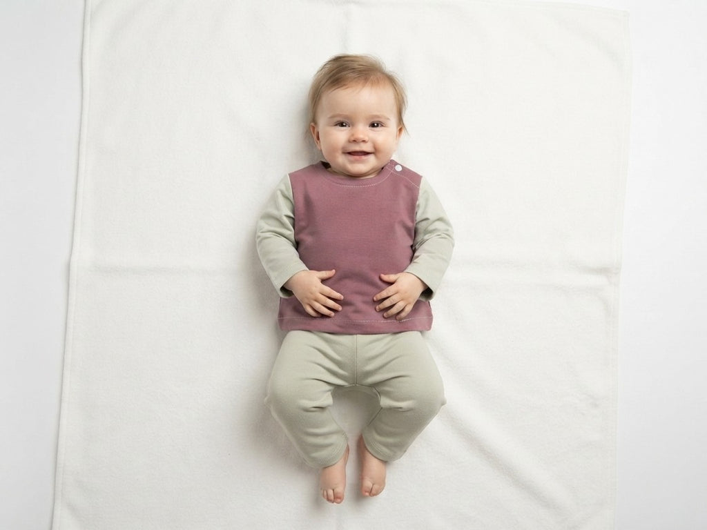 Sudadera Infantil de Algodón Orgánico Rosa con Mangas Verde