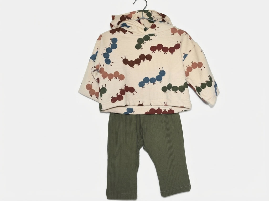 Sudadera Infantil de Algodón Orgánico Blanco Roto - Lombriz