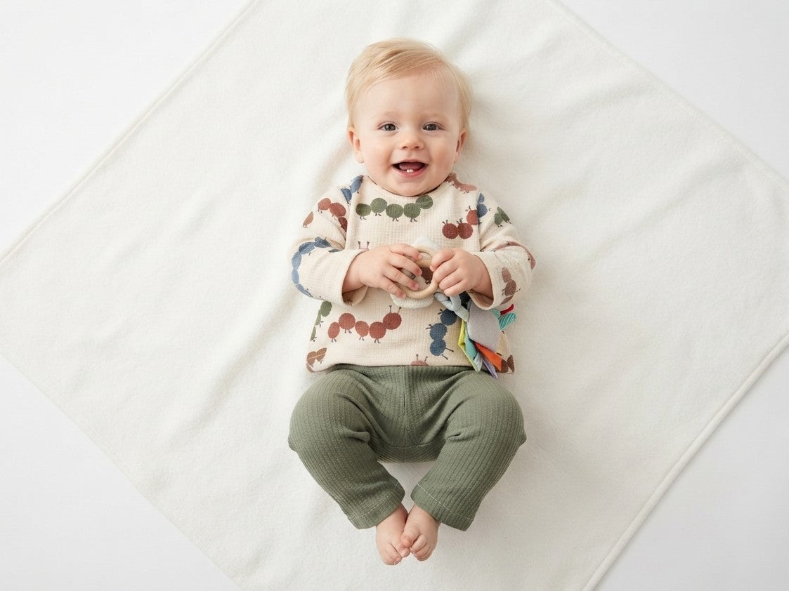 Sudadera Infantil de Algodón Orgánico Blanco Roto - Lombriz