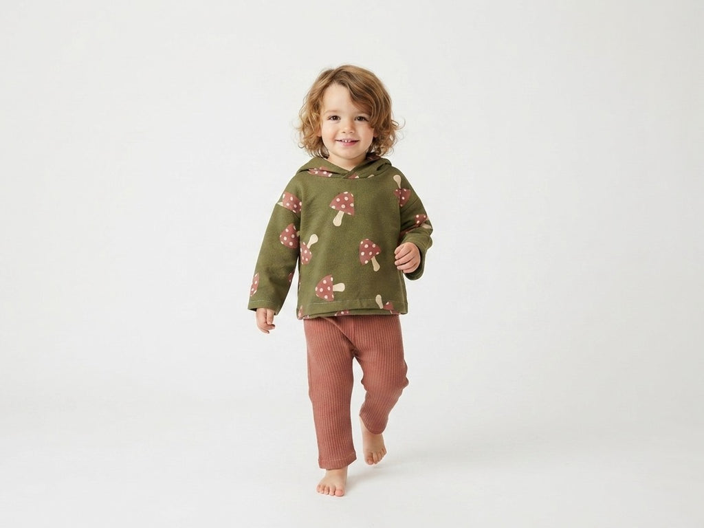 Sudadera Infantil de Algodón Orgánico Verde - Setas