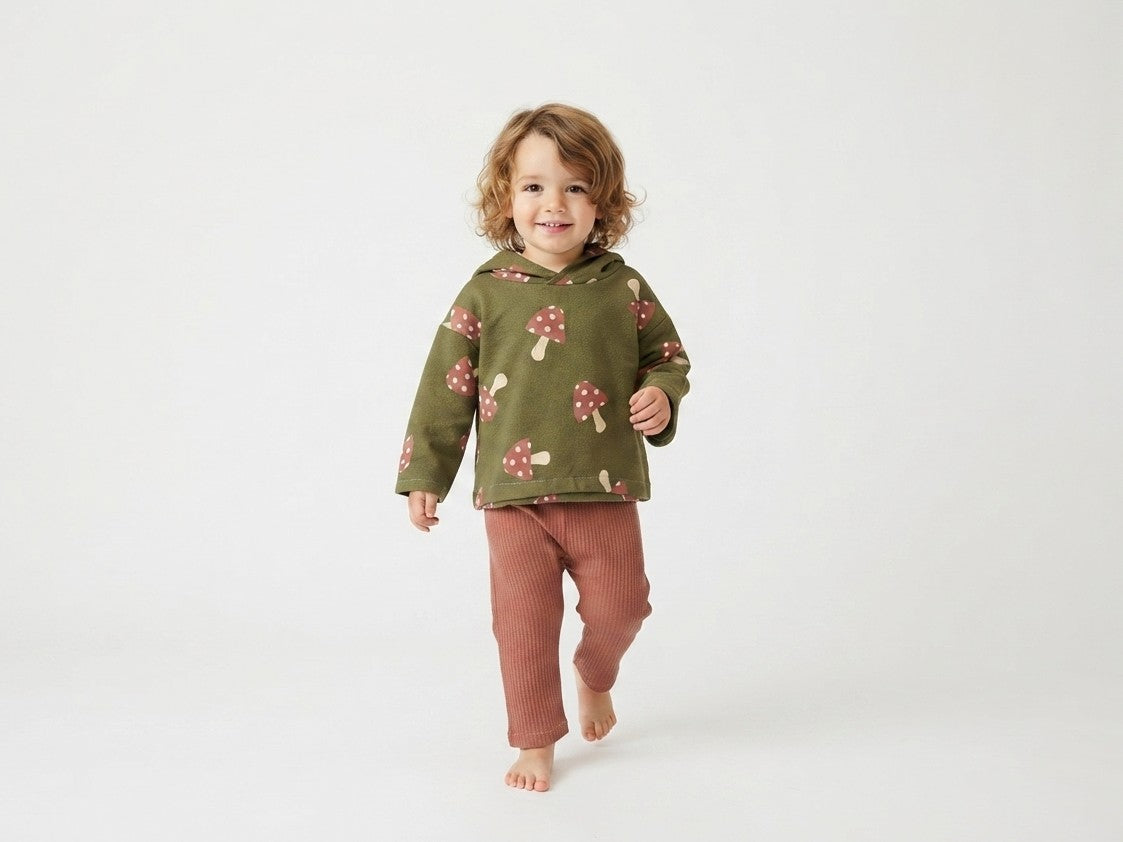 Sudadera Infantil de Algodón Orgánico Verde - Setas