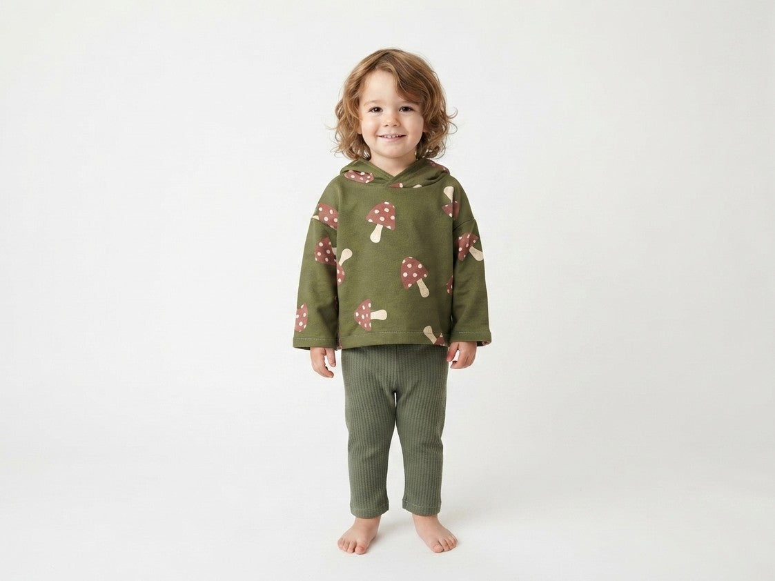 Sudadera Infantil de Algodón Orgánico Verde - Setas