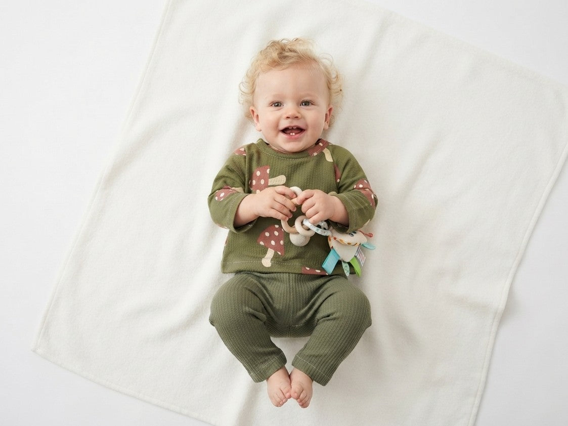 Sudadera Infantil de Algodón Orgánico Verde - Setas