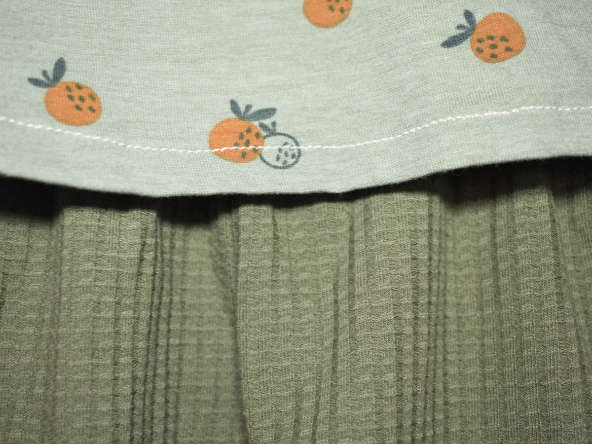 Sudadera Infantil de Algodón Orgánico Verde con Naranjas