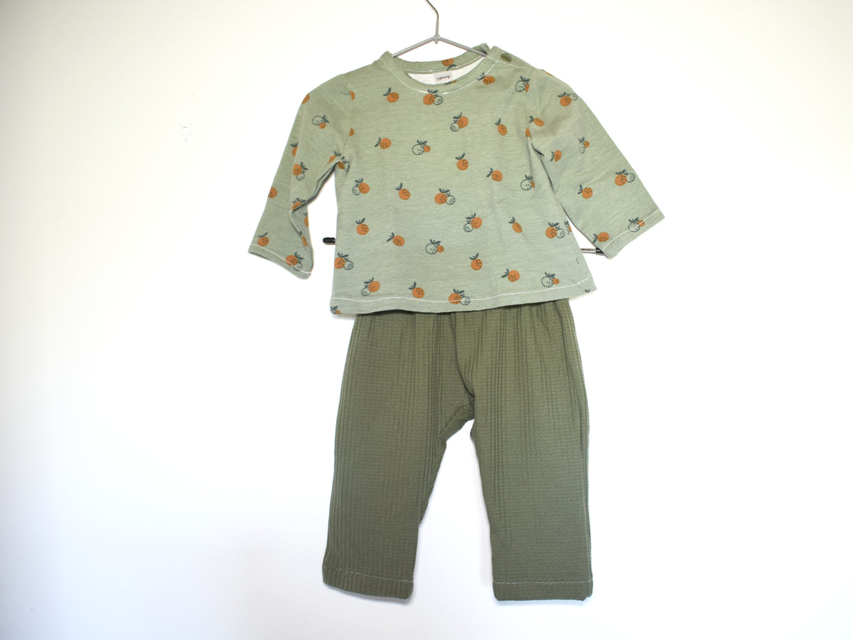 Sudadera Infantil de Algodón Orgánico Verde con Naranjas