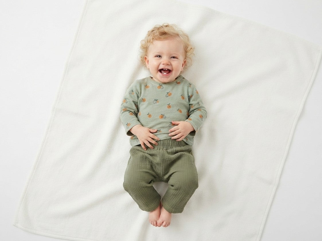Sudadera Infantil de Algodón Orgánico Verde con Naranjas