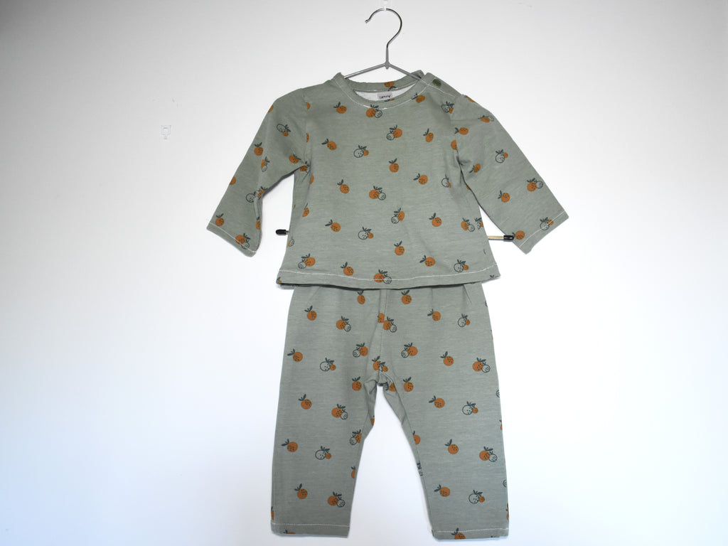 Sudadera Infantil de Algodón Orgánico Verde con Naranjas