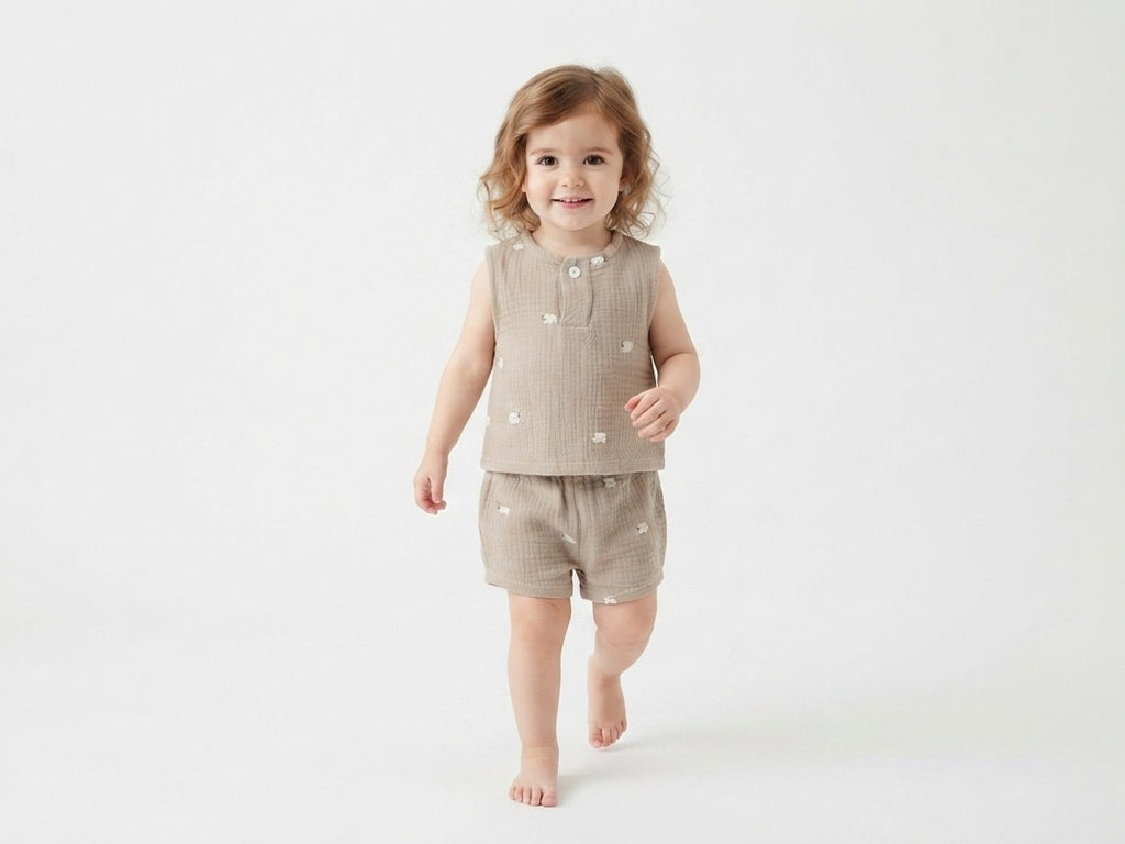 Pantalones Cortos Infantil de Algodón Orgánico - Ovejas