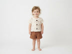 Camisa Infantil de Algodón Orgánico Blanco Roto - Manga Corta Palmeras