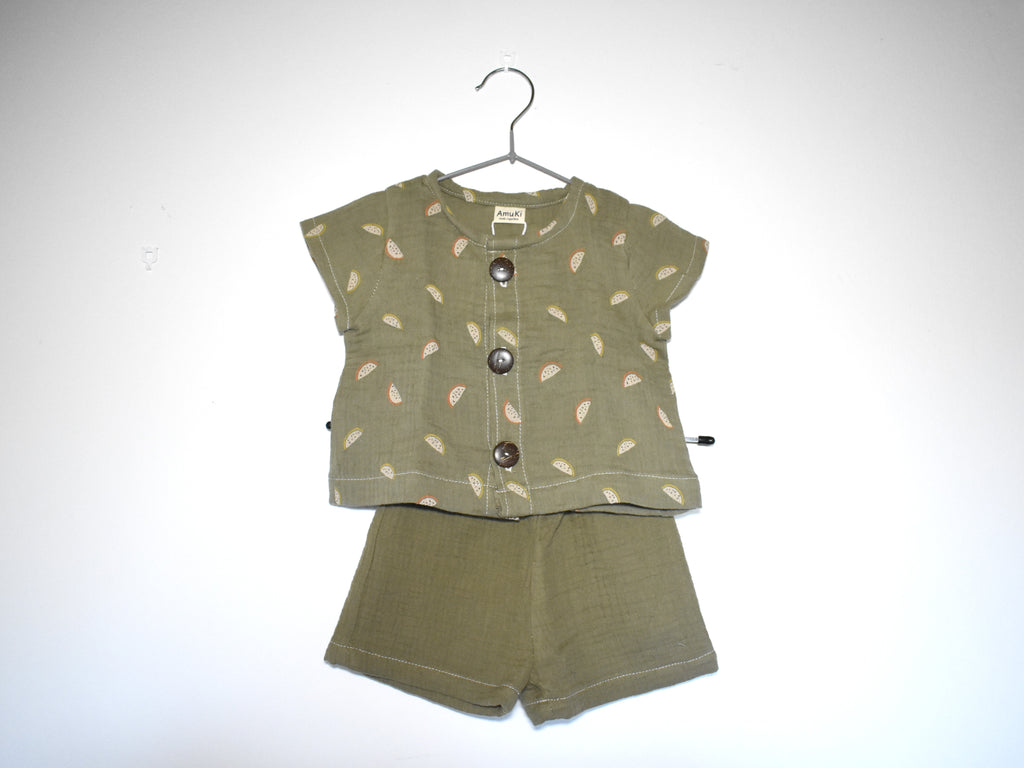 Pantalones Cortos Infantil de Algodón Orgánico Verde