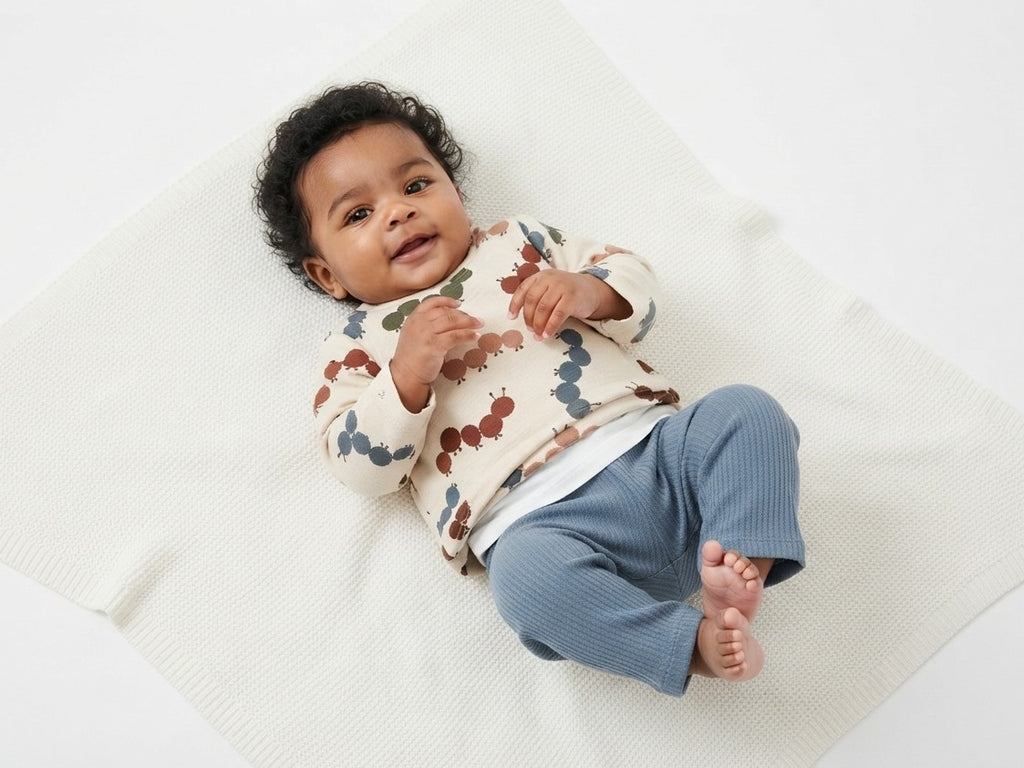 Pantalones Largos Infantil de Algodón Orgánico Azul