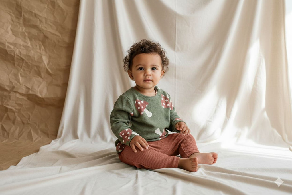 Pantalones Largos  Infantil de Algodón Orgánico Teja
