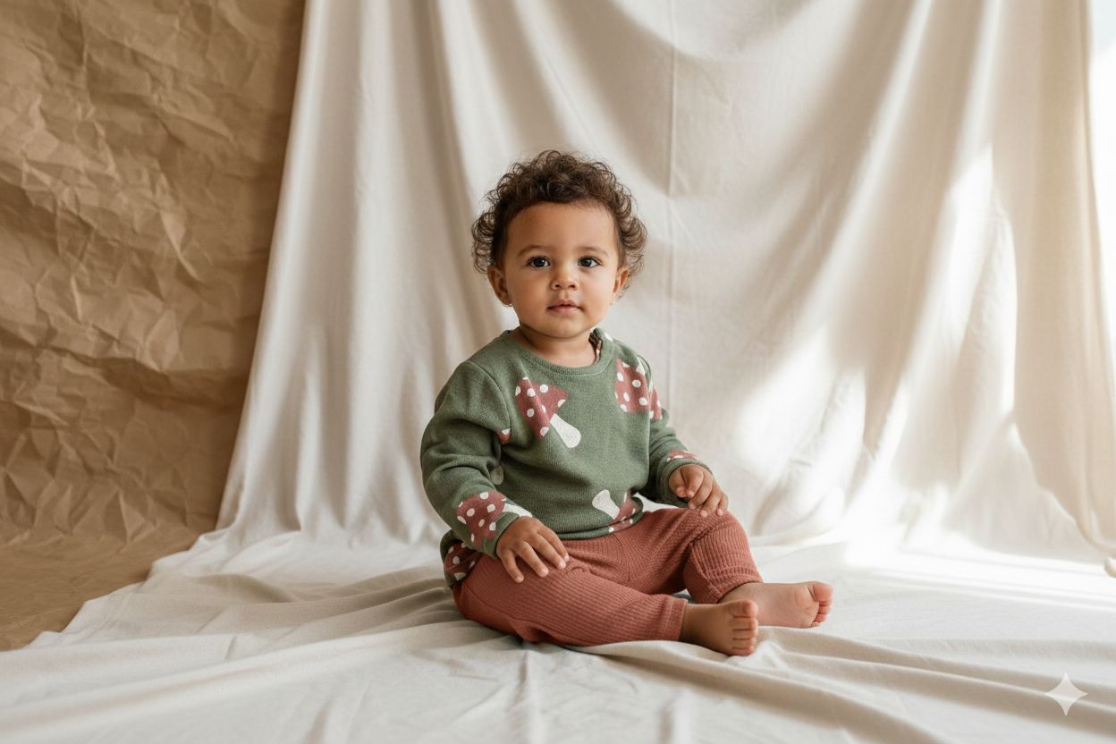 Pantalones Largos  Infantil de Algodón Orgánico Teja