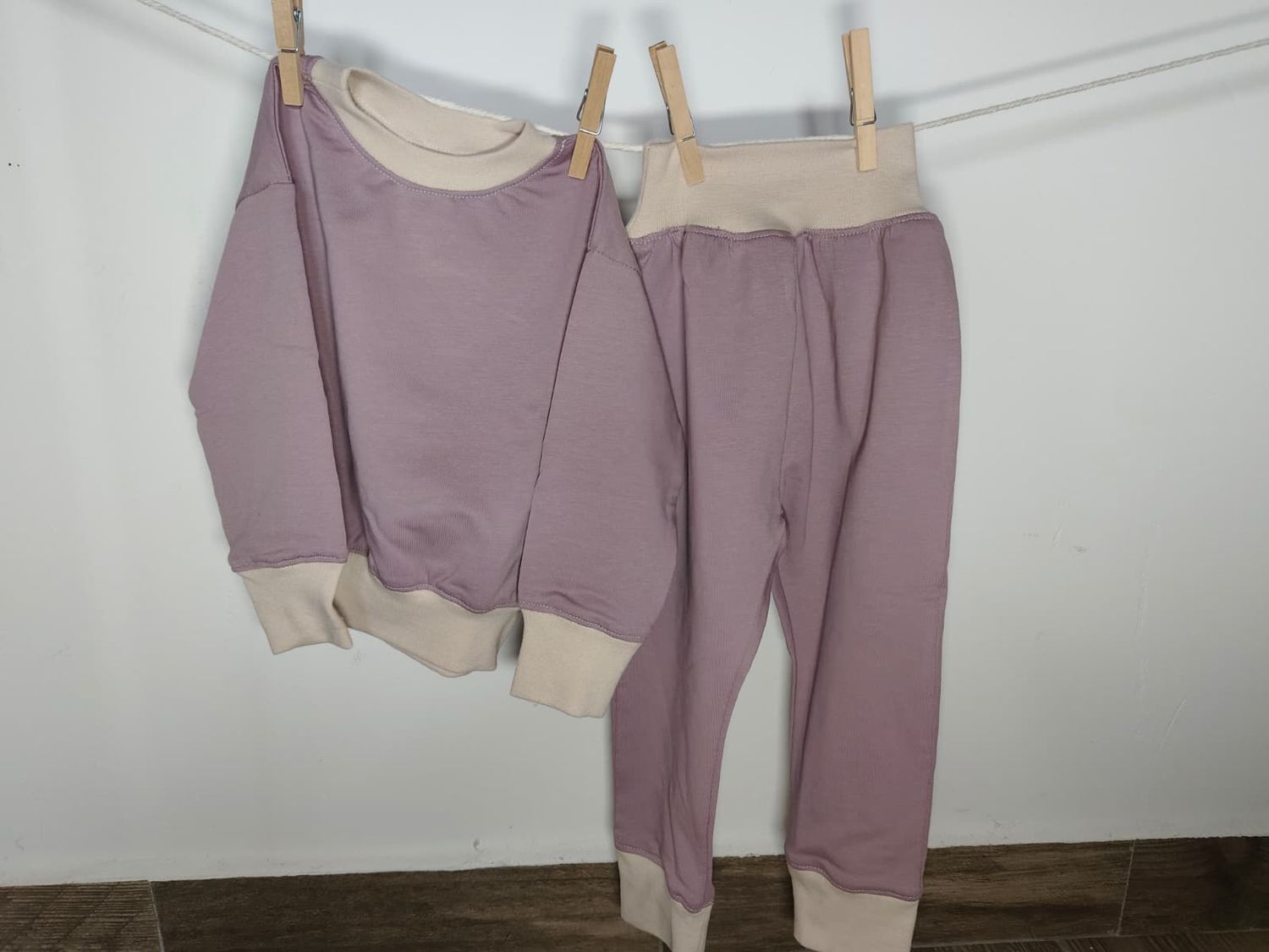 Pantalones Largos  Infantil de Algodón Orgánico Rosa - con Puño
