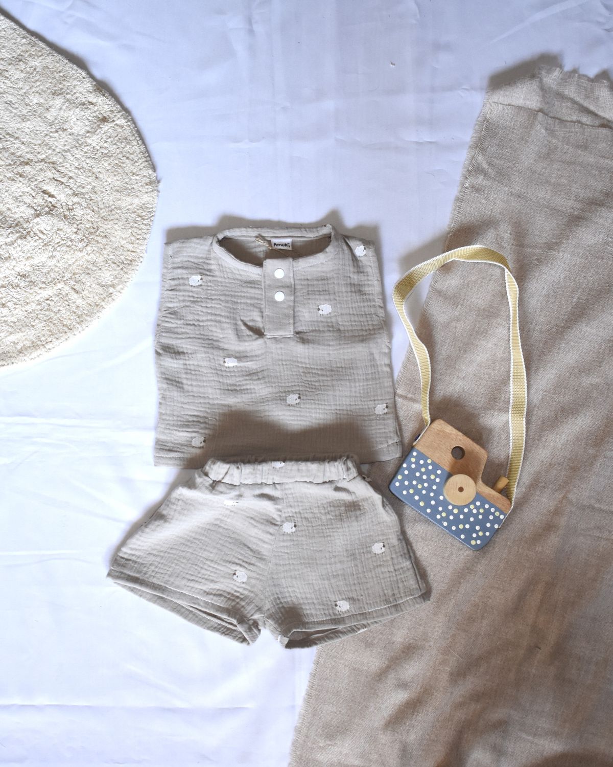 Pantalones Cortos Infantil de Algodón Orgánico - Ovejas