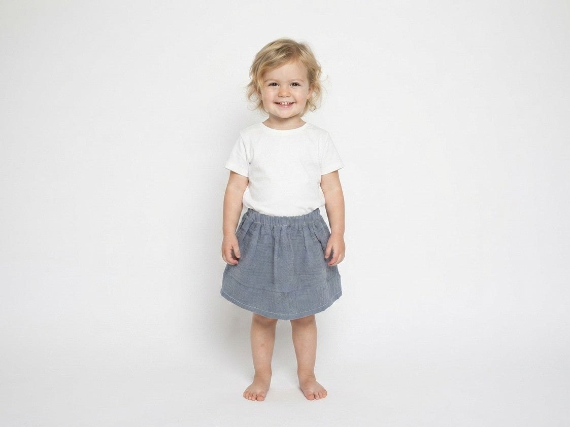 Falda Infantil de Algodón Orgánico Azul