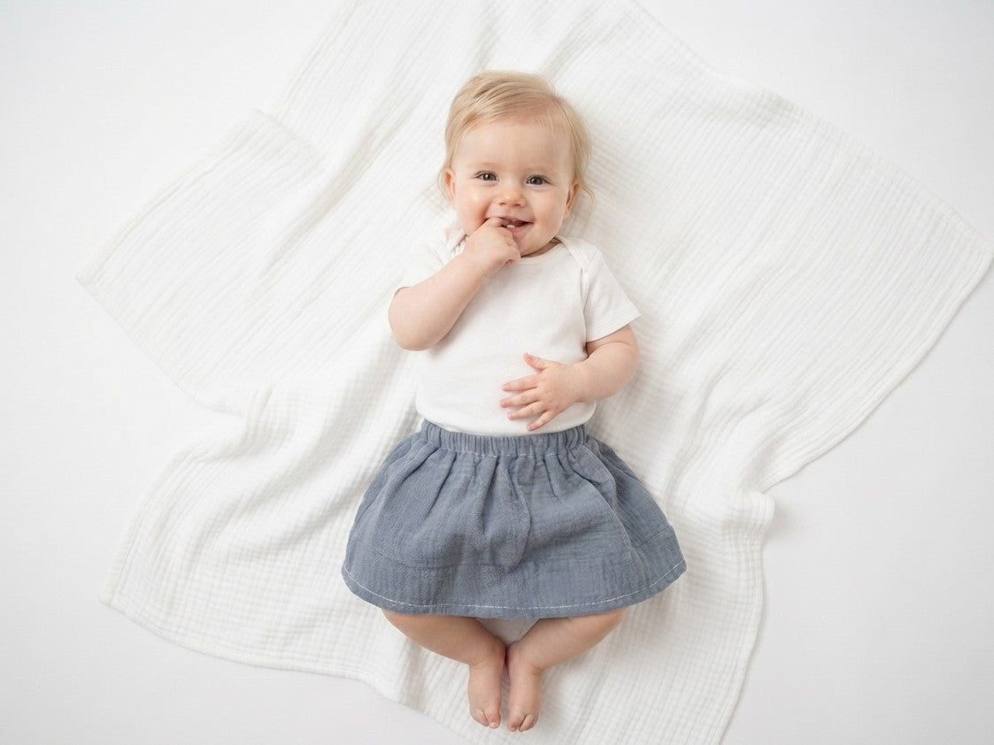 Falda Infantil de Algodón Orgánico Azul