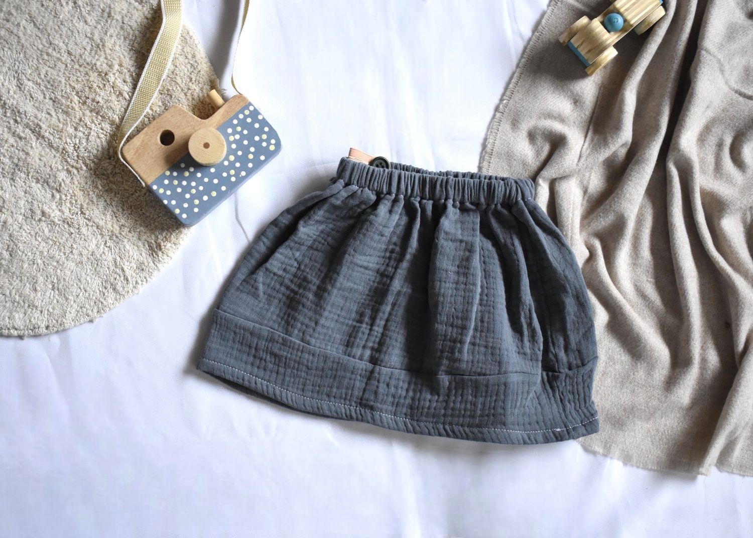 Falda Infantil de Algodón Orgánico Azul