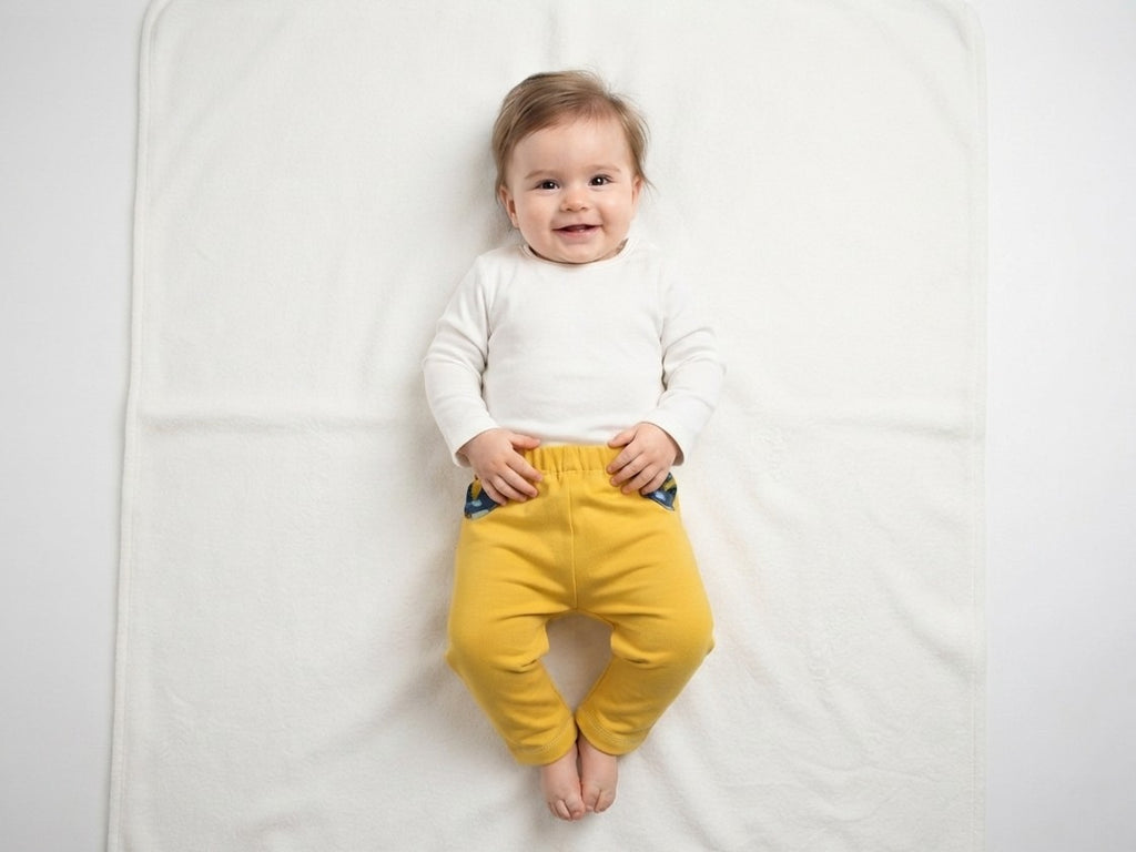 Pantalones Largos Infantil de Algodón Orgánico Amarillos