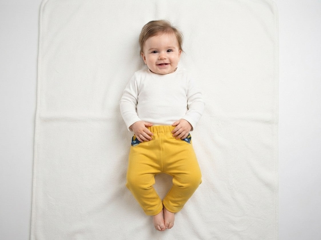 Pantalones Largos Infantil de Algodón Orgánico Amarillos