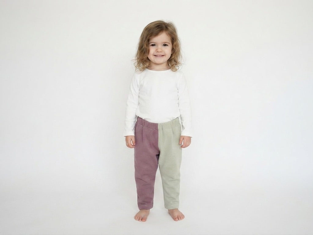 Pantalones Largos Infantil de Algodón Orgánico Rosa y Verde