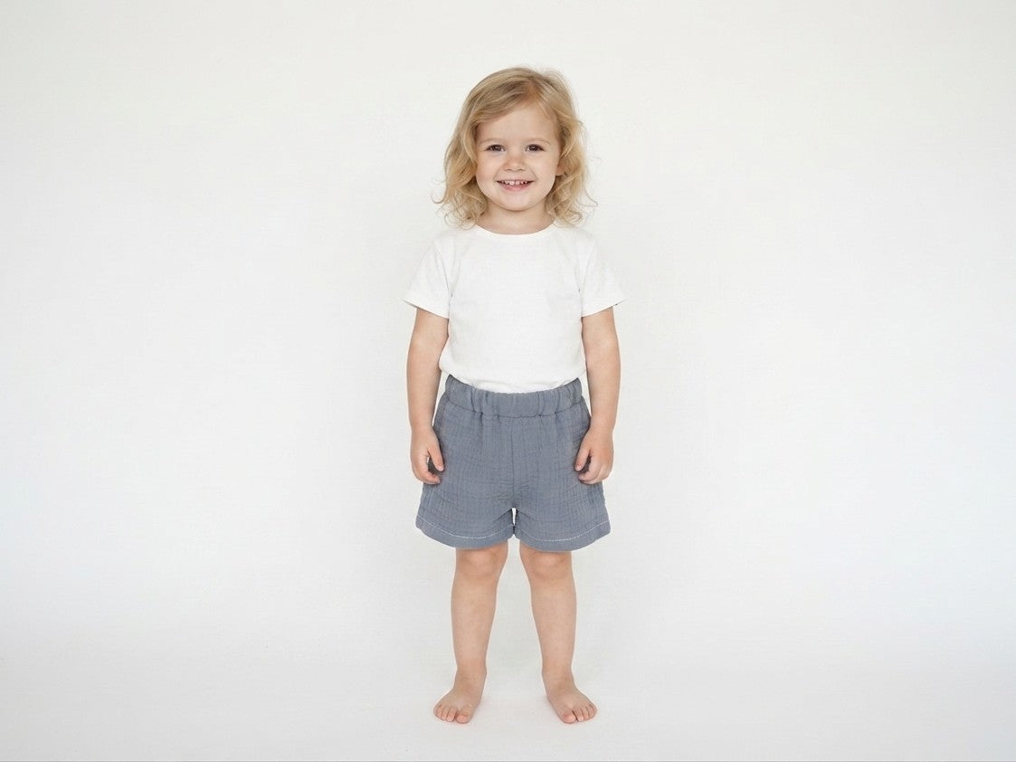 Pantalon Corto Infantil de Algodón Orgánico Azul Oscuro