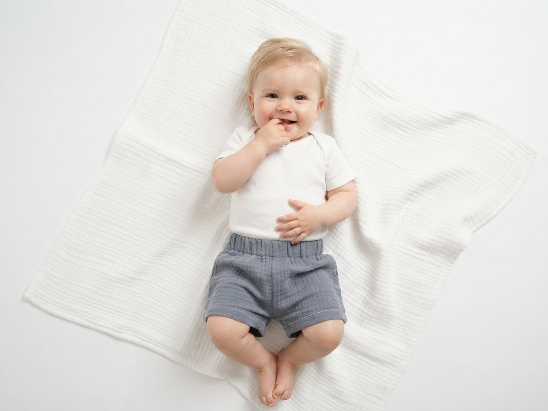 Pantalon Corto Infantil de Algodón Orgánico Azul Oscuro