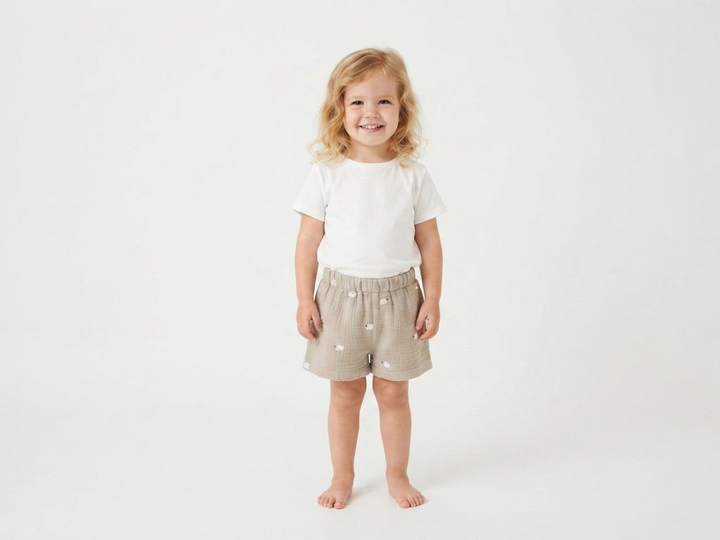 Pantalones Cortos Infantil de Algodón Orgánico - Ovejas