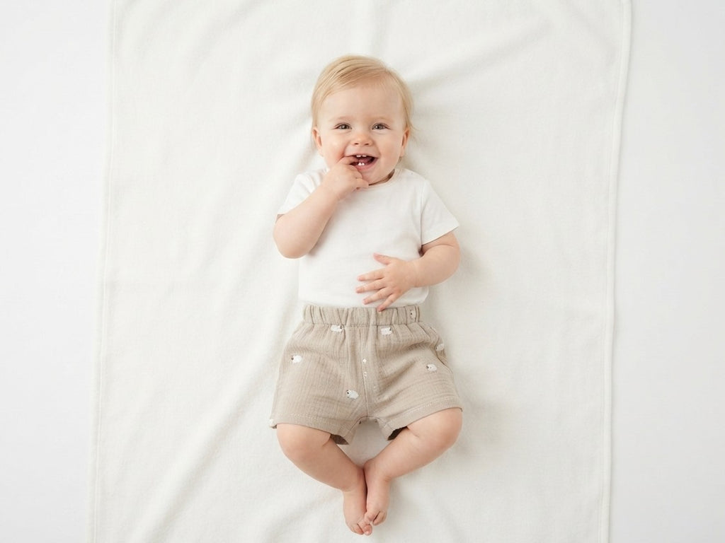 Pantalones Cortos Infantil de Algodón Orgánico - Ovejas