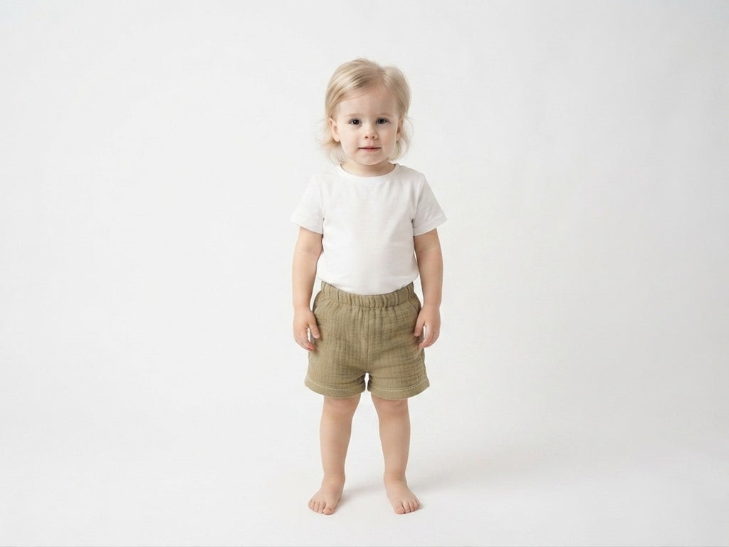 Pantalones Cortos Infantil de Algodón Orgánico Verde
