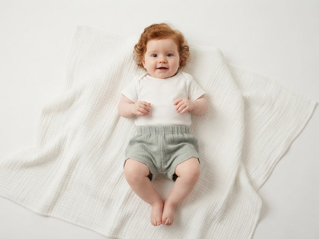 Pantalones Cortos  Infantil de Algodón Orgánico Azul Verdoso
