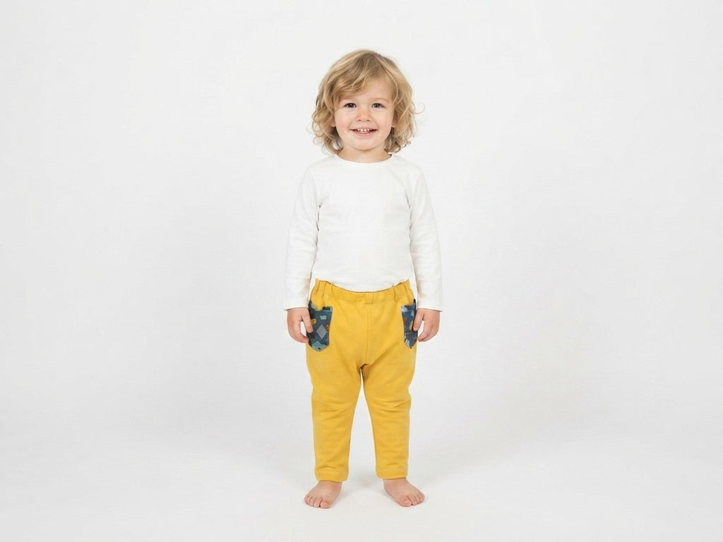 Pantalones Largos Infantil de Algodón Orgánico Amarillos
