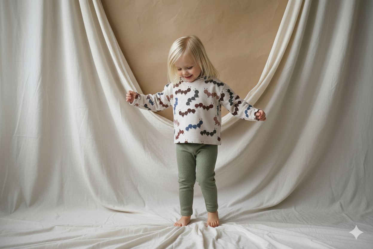 Pantalones Largos Infantil de Algodón Orgánico Verde Oscuro