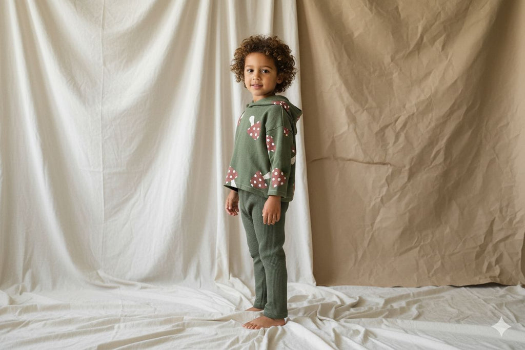 Pantalones Largos Infantil de Algodón Orgánico Verde Oscuro