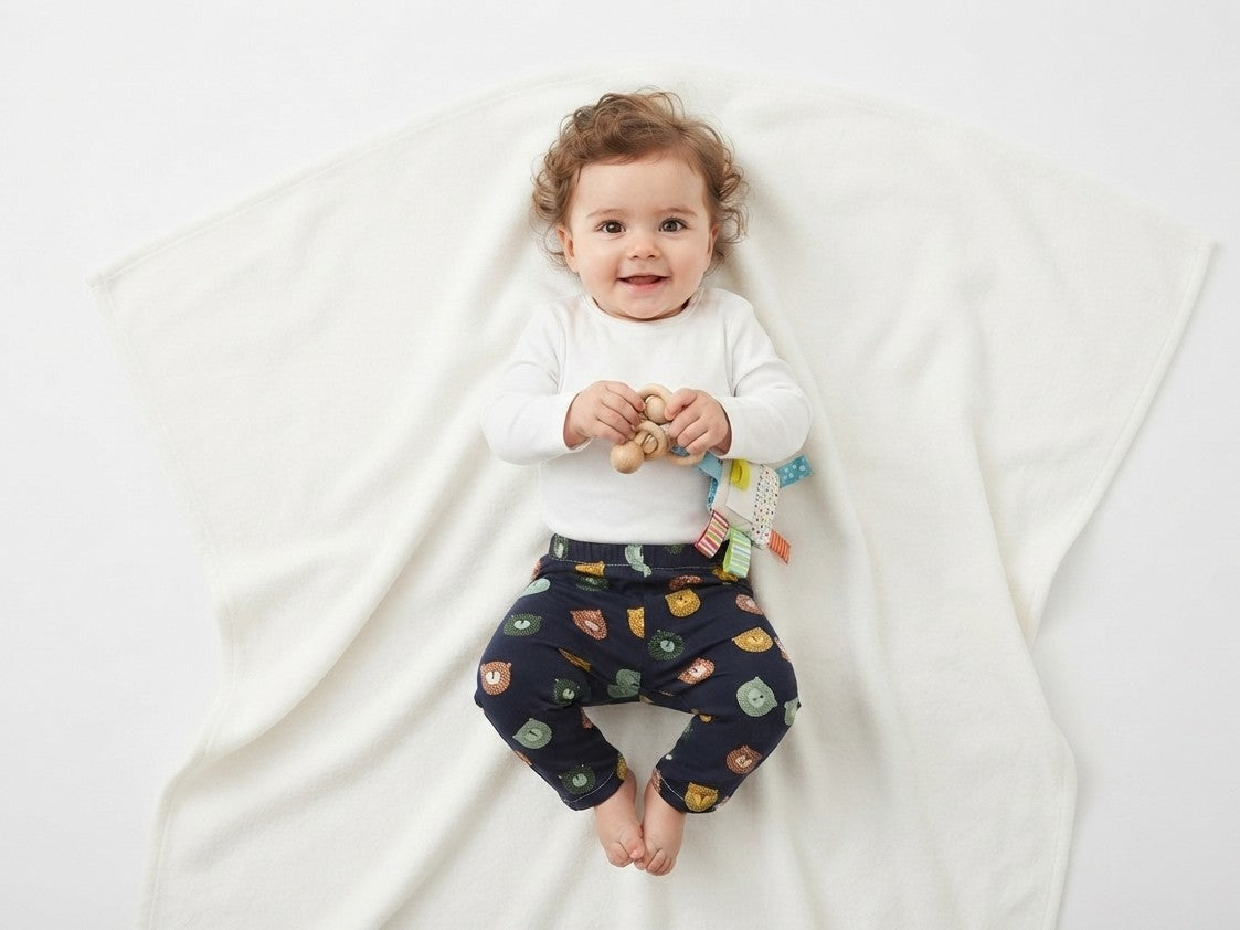 Pantalones Largos  Infantil de Algodón Orgánico Azul - Osos